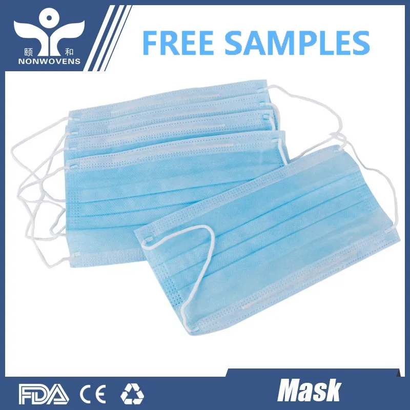 Nonwoven Three Ply Disposable Face Mask 2 Layers 25gsm Pp