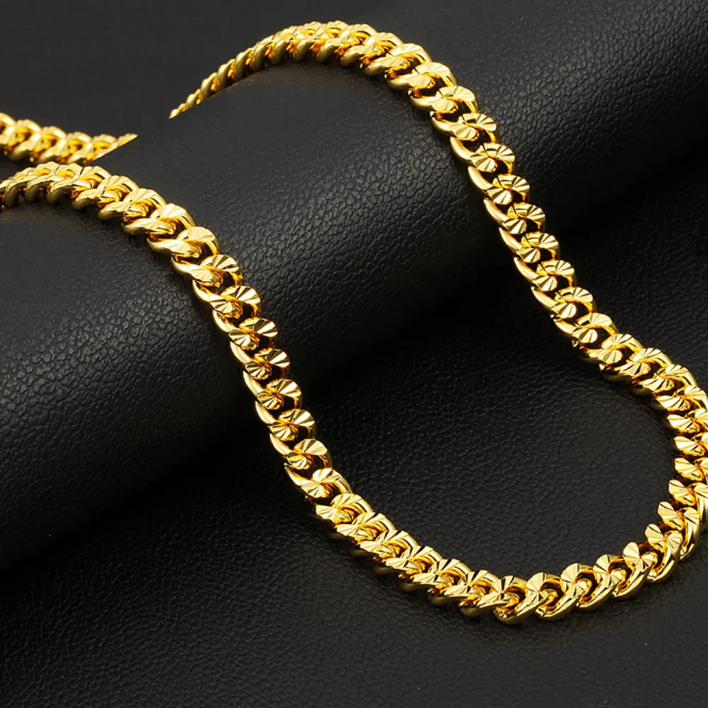 Fashion Brass 7mm Wide 18k Gold Plated Men's Chunky Thick Chain