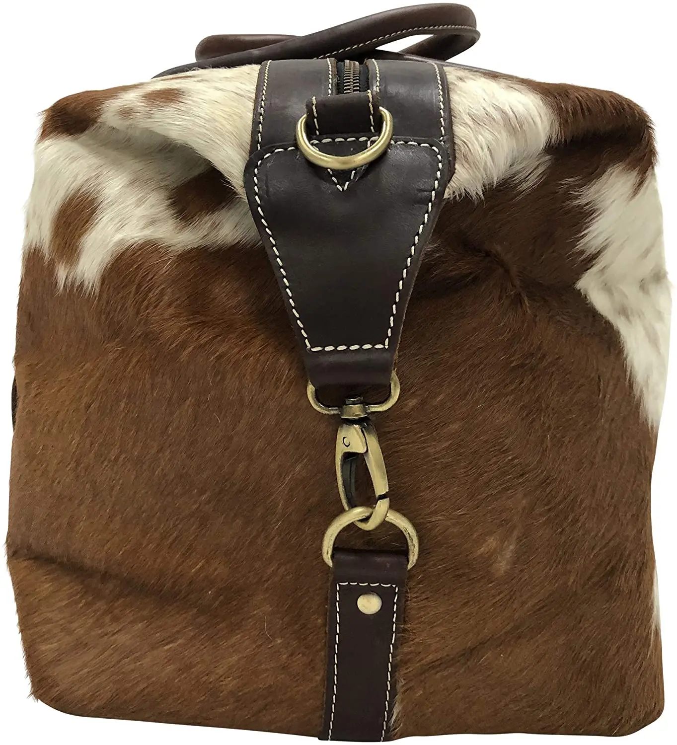 Cow Print Cowhide Leather Large Travel Tote Bag Duffle Overnight