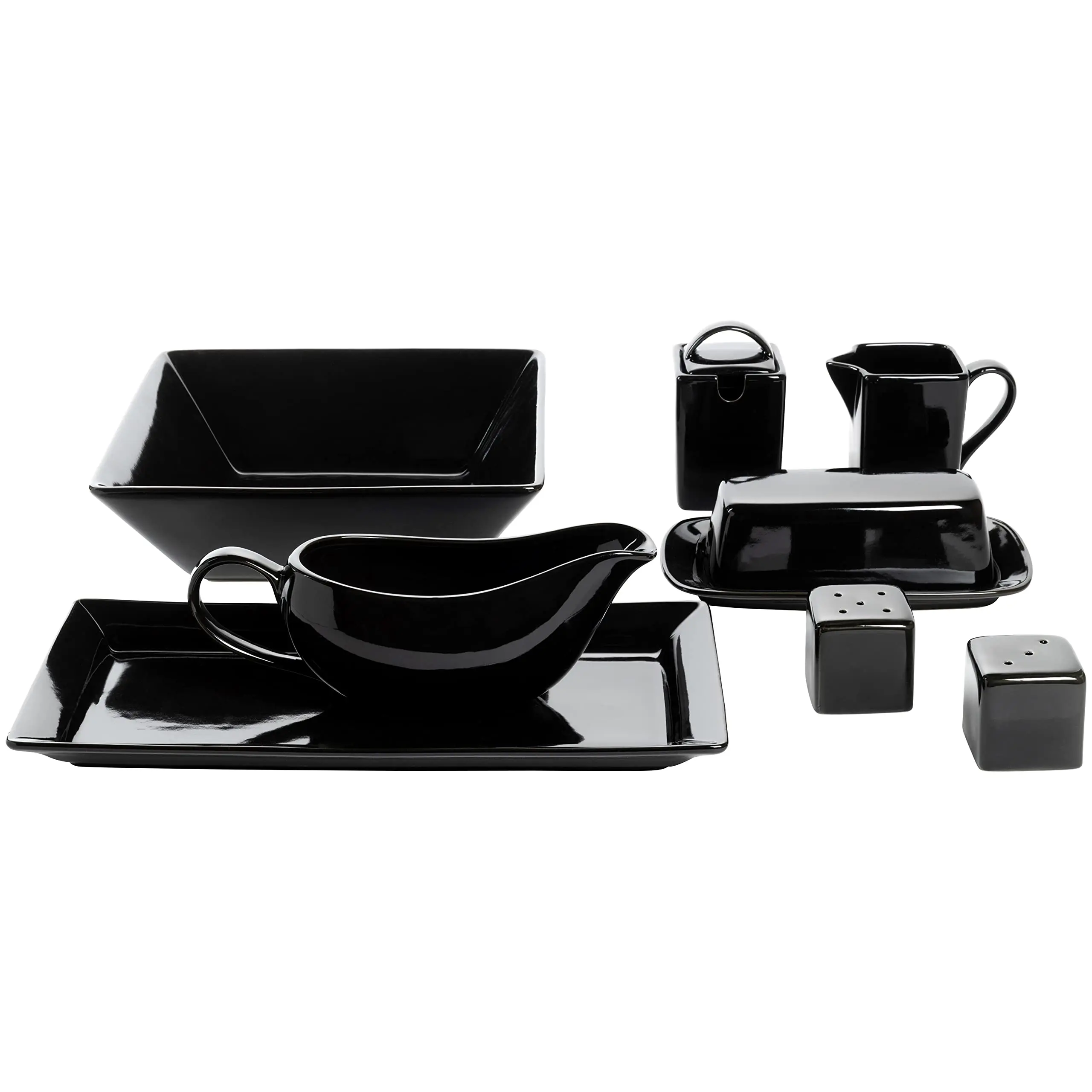 Ceramic Square Dinner Sets Durable Porcelain Dinnerware Set,40 Piece