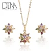 DTINA ES-0311 Colorful Luxury Gemstone Earrings Necklace Women's Jewelry Set
