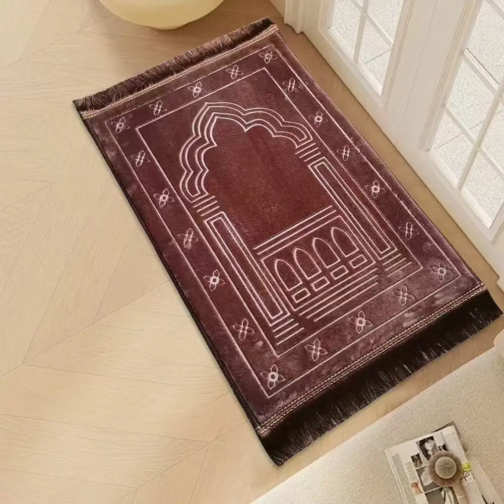 Embroidered Raschel Prayer Mat Thickened Islamic Rug For Home_voghion.com