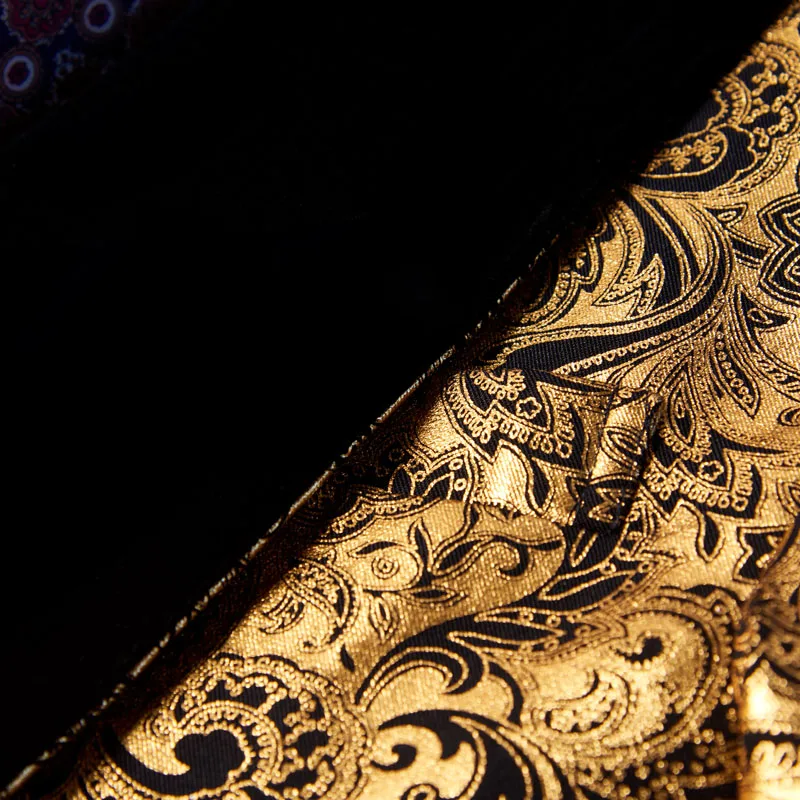 Mens Three-piece Set Wedding Suits Gold Floral Pattern Slim Fit Party Prom Dress Tuxedo Singers Costume Smoking Uomo