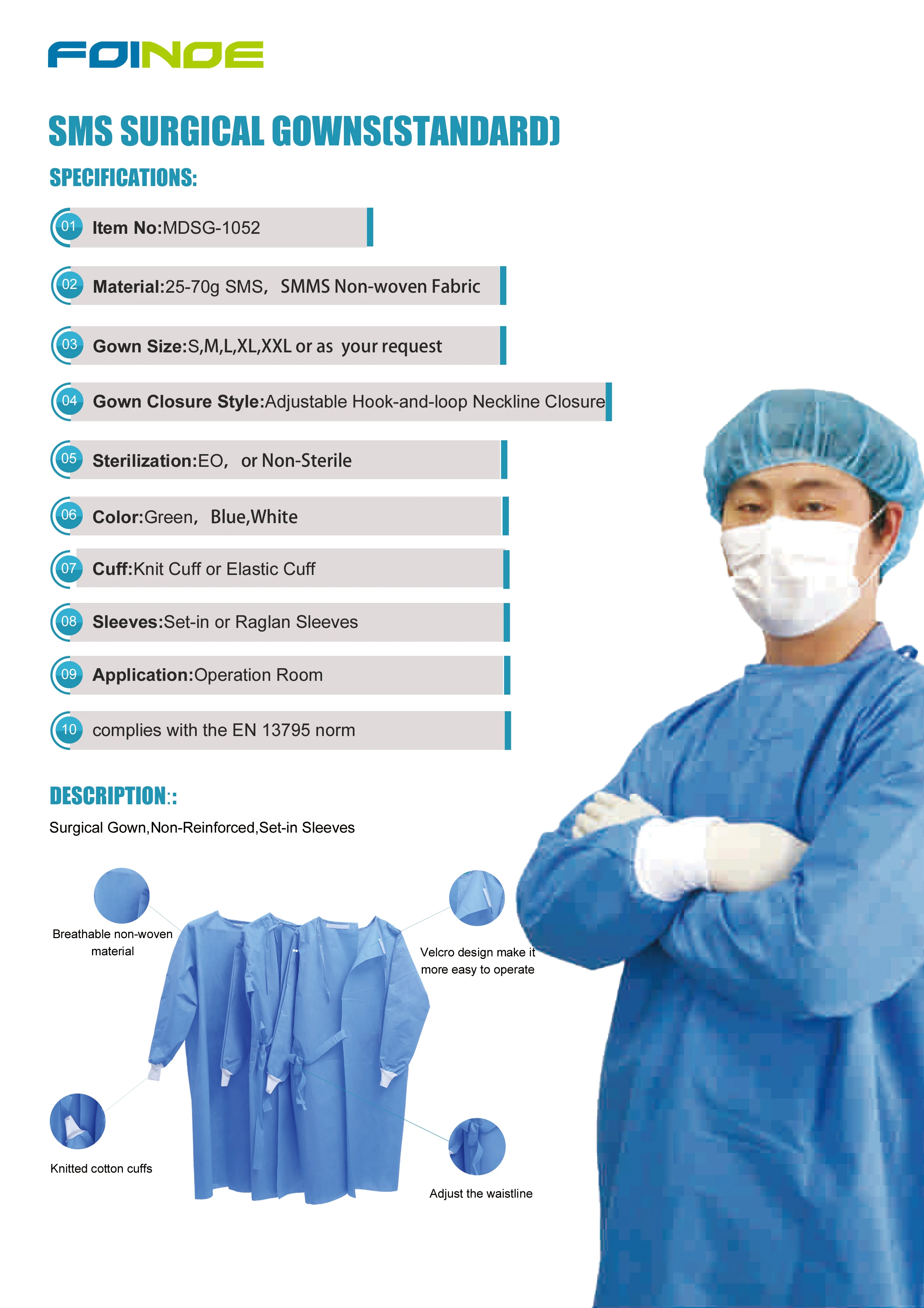 Hot selling Medical SMS disposable surgical gown for hospital