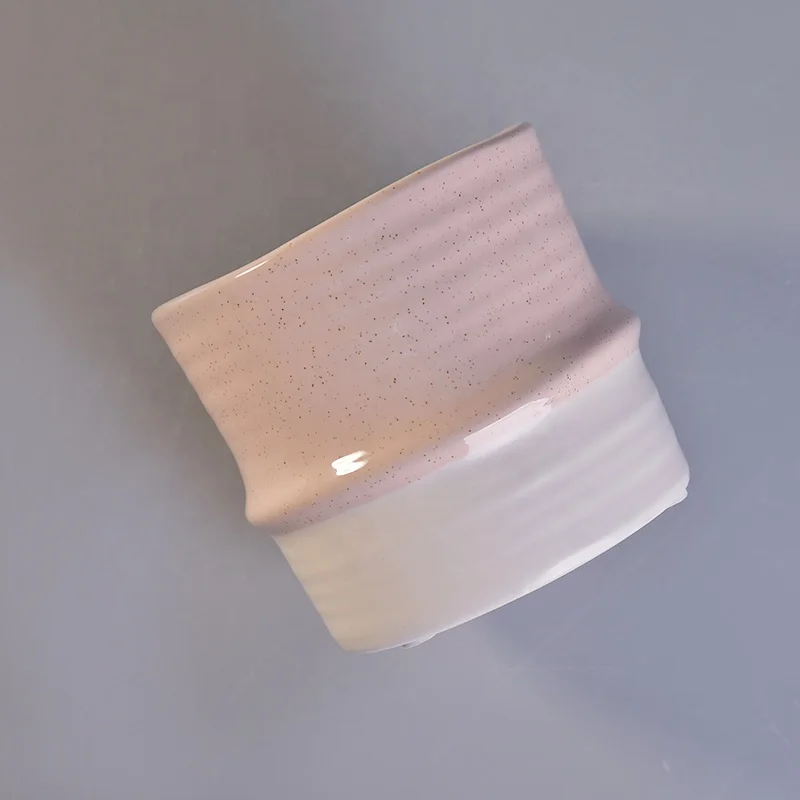 Luxury pink ceramic votive candle jar customized candle holders home decorative use