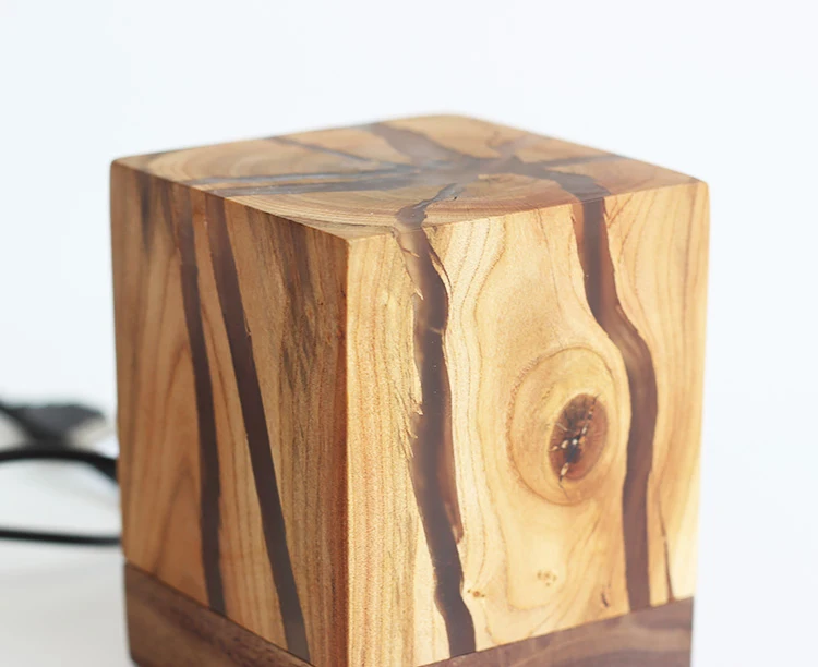 Maxery Wood and Epoxy Resin Lamp, Night Light Home Decor, Resin