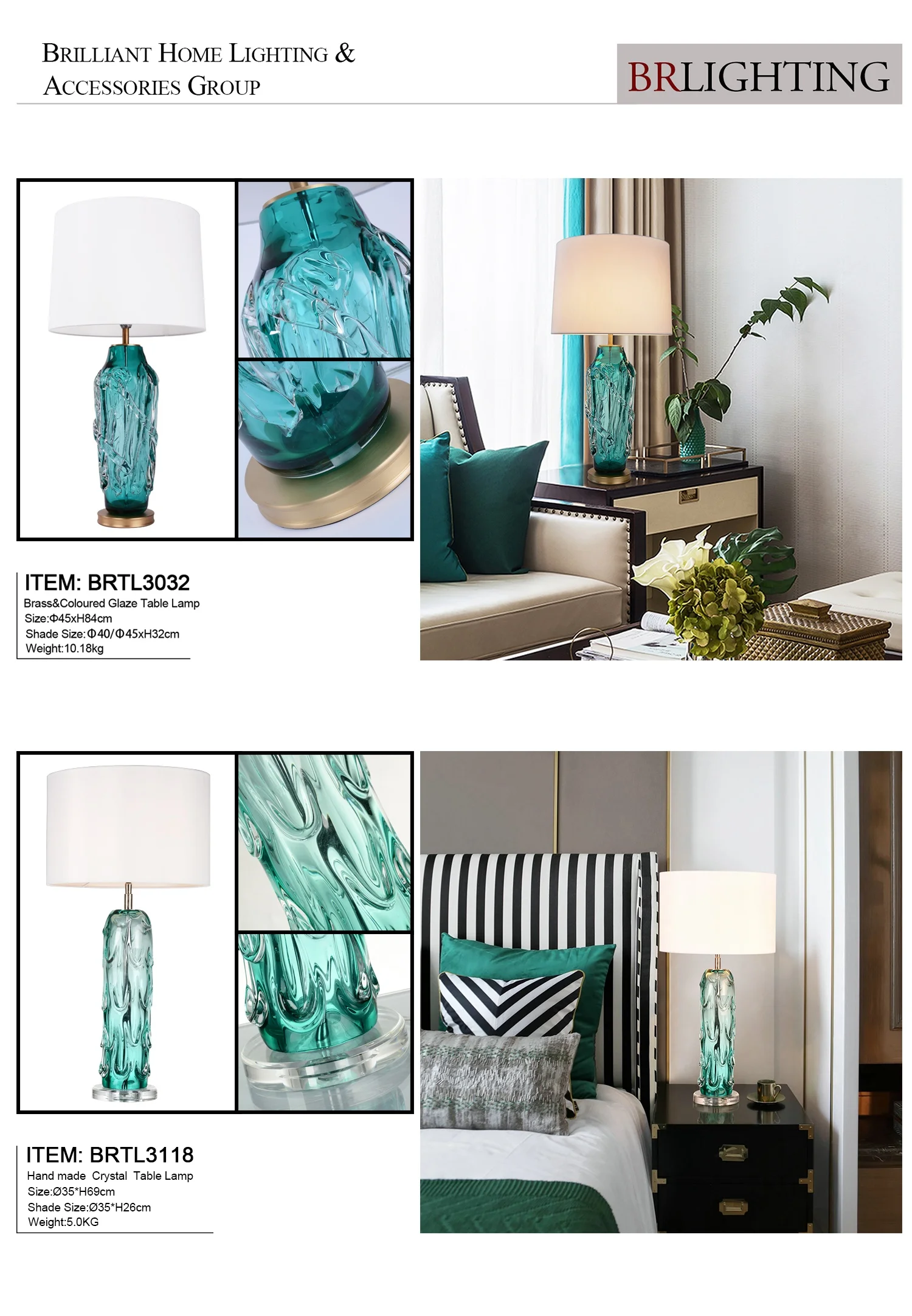Hand Made Dark Green Crystal Ball Table Lamps Decorative Table Lamp for Hotel Living Room Couloured Glaze Glass Lamp