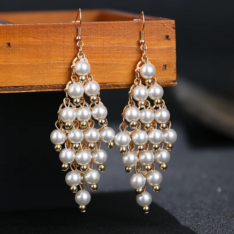 
Fashion Statement Vintage Bridal Jewelry Pearl Chandelier Earring Hook 