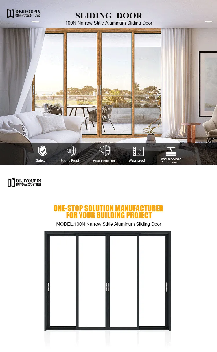 To get $1500 cash coupon D136N 3 meters height residential aluminum wood clad partition glass door sliding for balcony