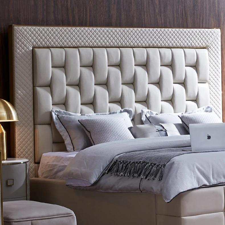 Modern Style Hotel Home Furniture Real Leather King Queen Double Single