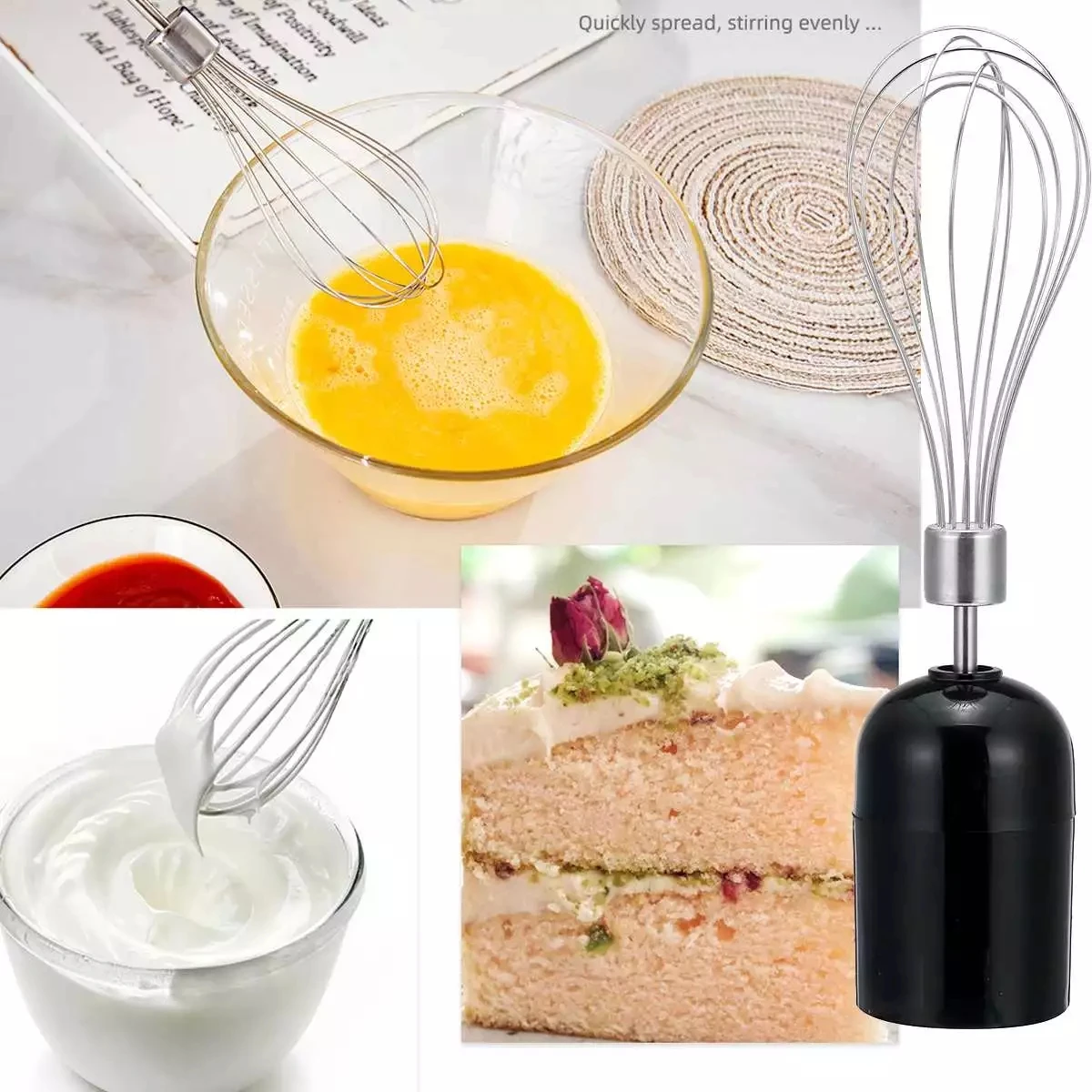 Sk1711 4 Immersion Hand Blender Stick Blender With Chopping Bowl For