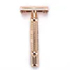 Straight Long handed Metal stainless steel butterfly open cut throats razor double edged blade razor safety shaving travel set