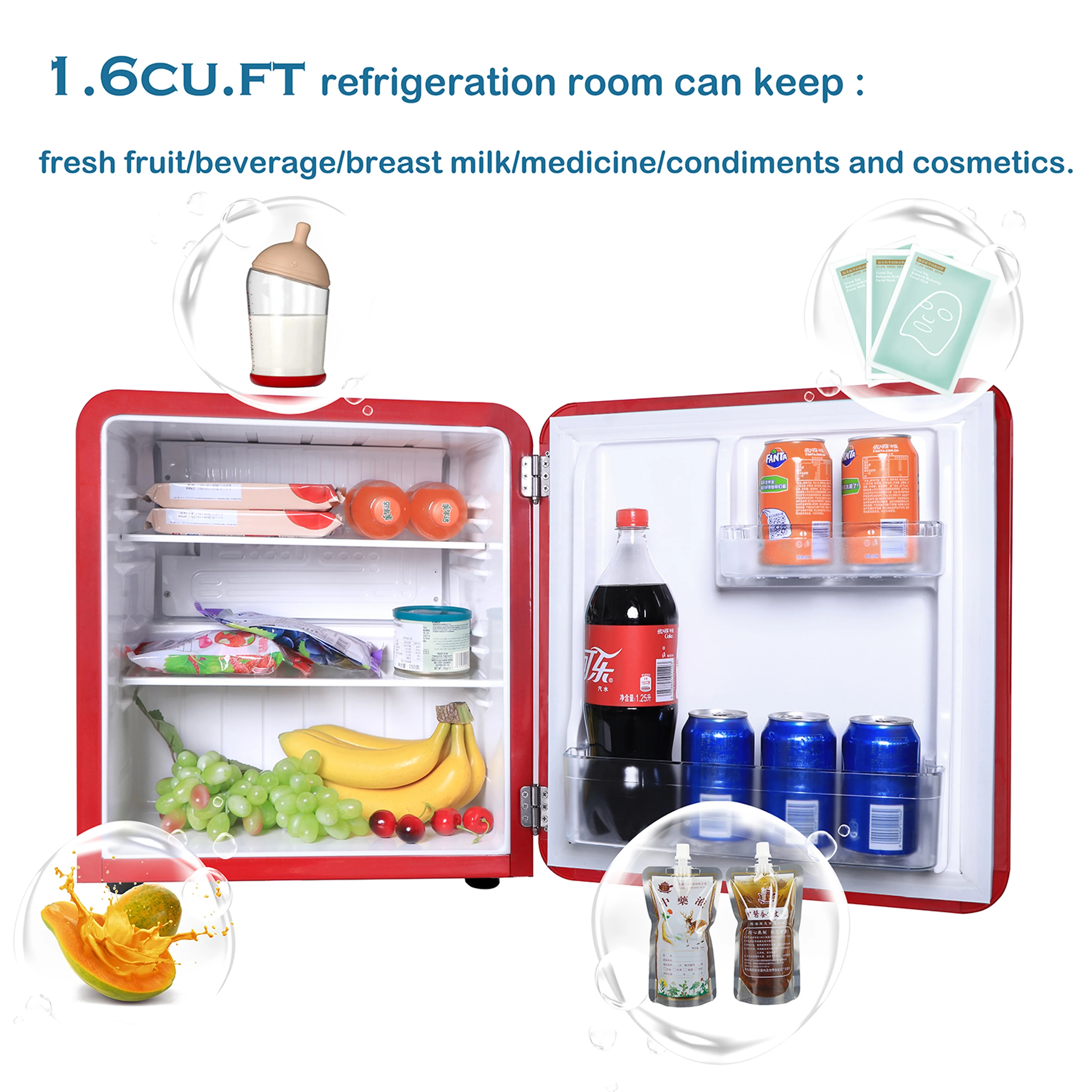 New Design Hotel Bar Home Table Top Mini Retro Fridge Refrigerator With Compressor Ce,Emc,Rohs