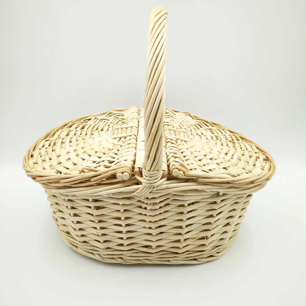 Natural Color Double Handle Shopping Baskets Cheap Wicker Basket Linyi