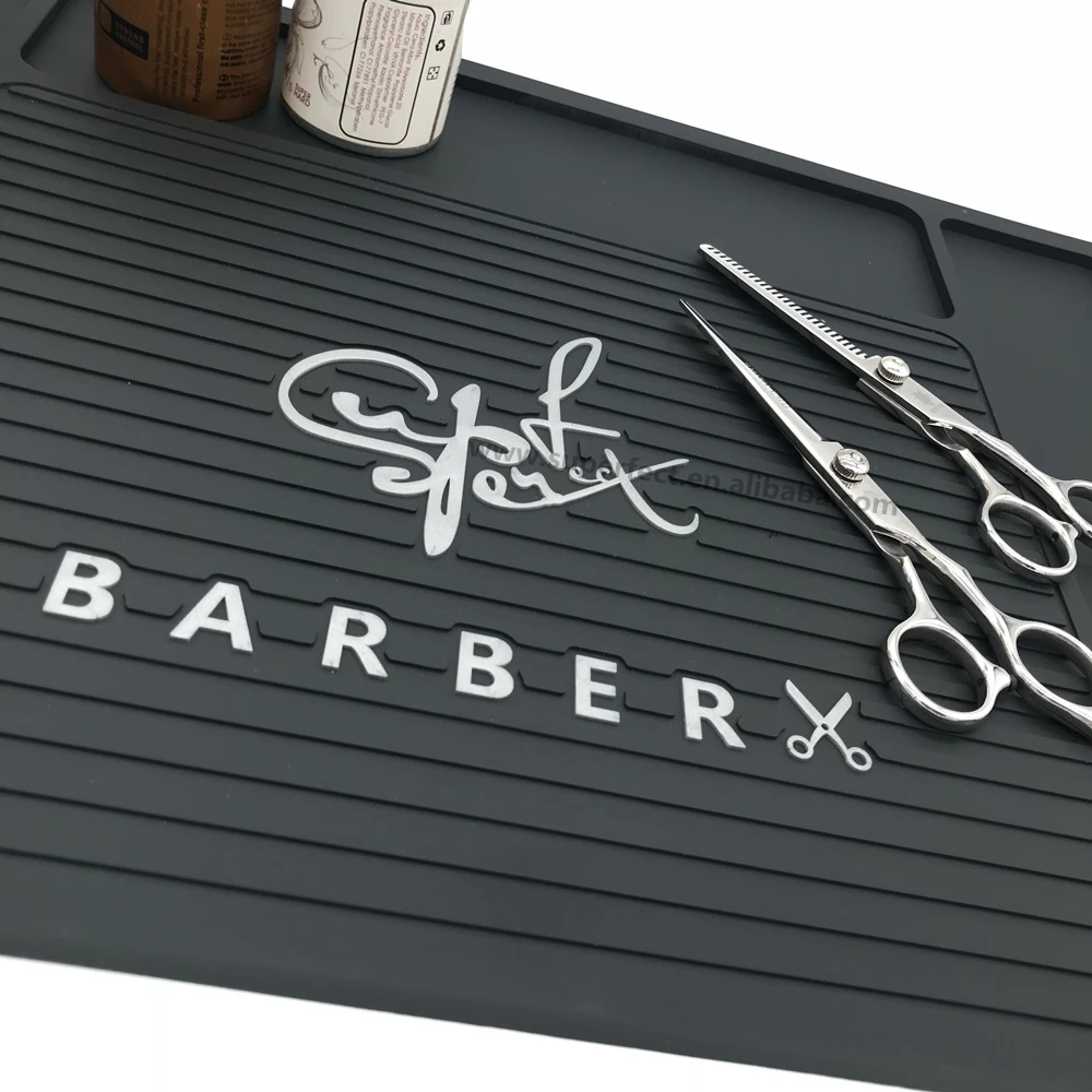 Barber Suppliers Custom Logo Pvc Rubber Barber Accessories Shop Mat