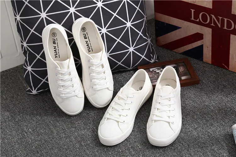 Free Shipping Simple Design Plain White Students Canvas Shoes Cheap