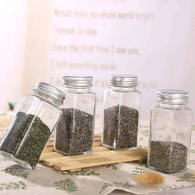 Wholesale Bpa Free 120ml 4oz Empty Clear French Square Spice Glass Jar With Lid Buy Square