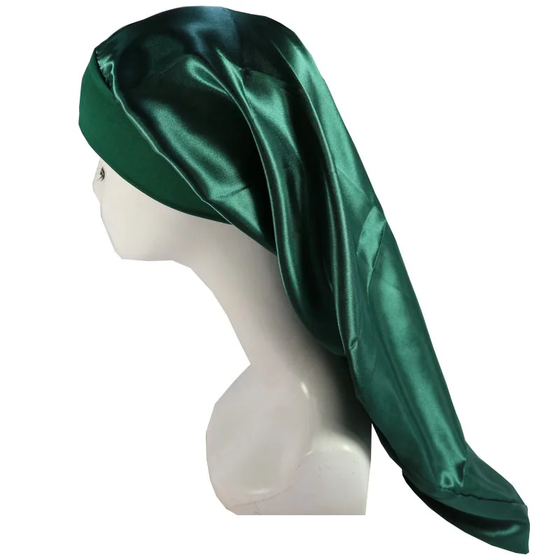 Wholesale Silk Satin Hair Bonnet Extra Long Braid Bonnets Sleeping Cap Women With Snap - Buy 