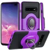Ring Holder Finger Kickstand Case for Galaxy S10 Plus Rotatable 360 Degree Ring PC and TPU Full-body Protection Cover Purple