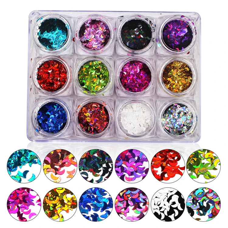 New design 12 Colors Laser Nail Art Sequin Autumn Spangles for Nail Decoration