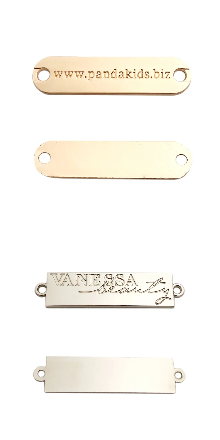 Wholesale engraved branded logo custom metal plate tag label for clothes