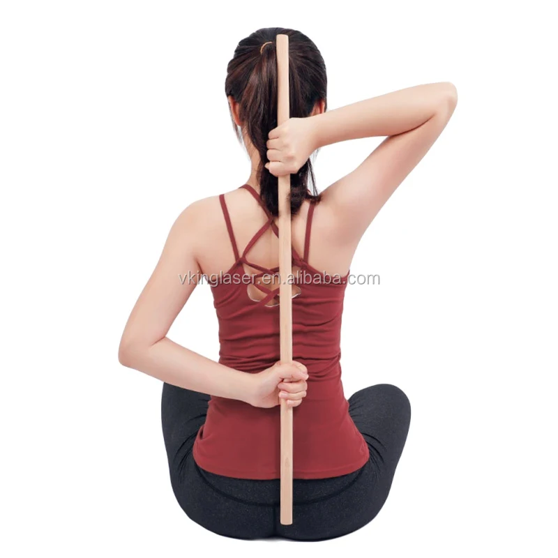 CALIDAKA 2 Pcs Yoga Rod Sticks Wooden Open Shoulder Open Back Corrective Hump Yoga Sticks Stretching Tool Posture Correction Wooden Sticks with Stick Buckle for Dancer Gymnasts Body Shaping 