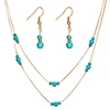 Hot Selling Retro Women Layers Mall Circle Turquoise Necklace Pendant Set Jewelry