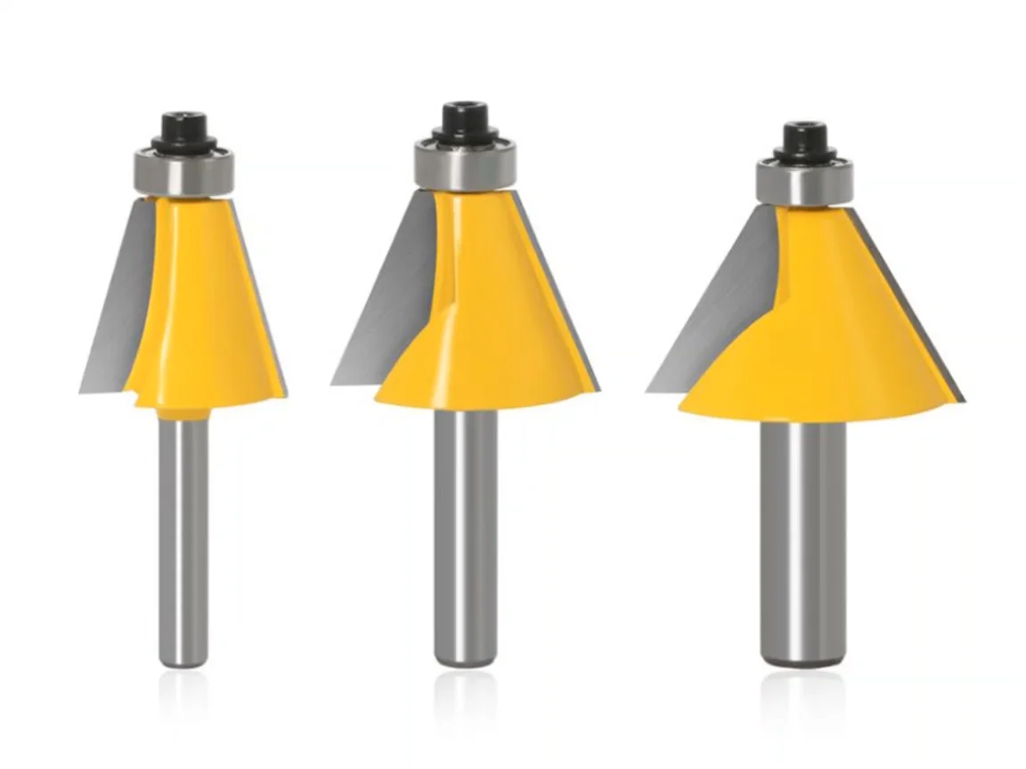 Set di frese per scanalature con gambo da 1/4, 3 punte per fresatura a