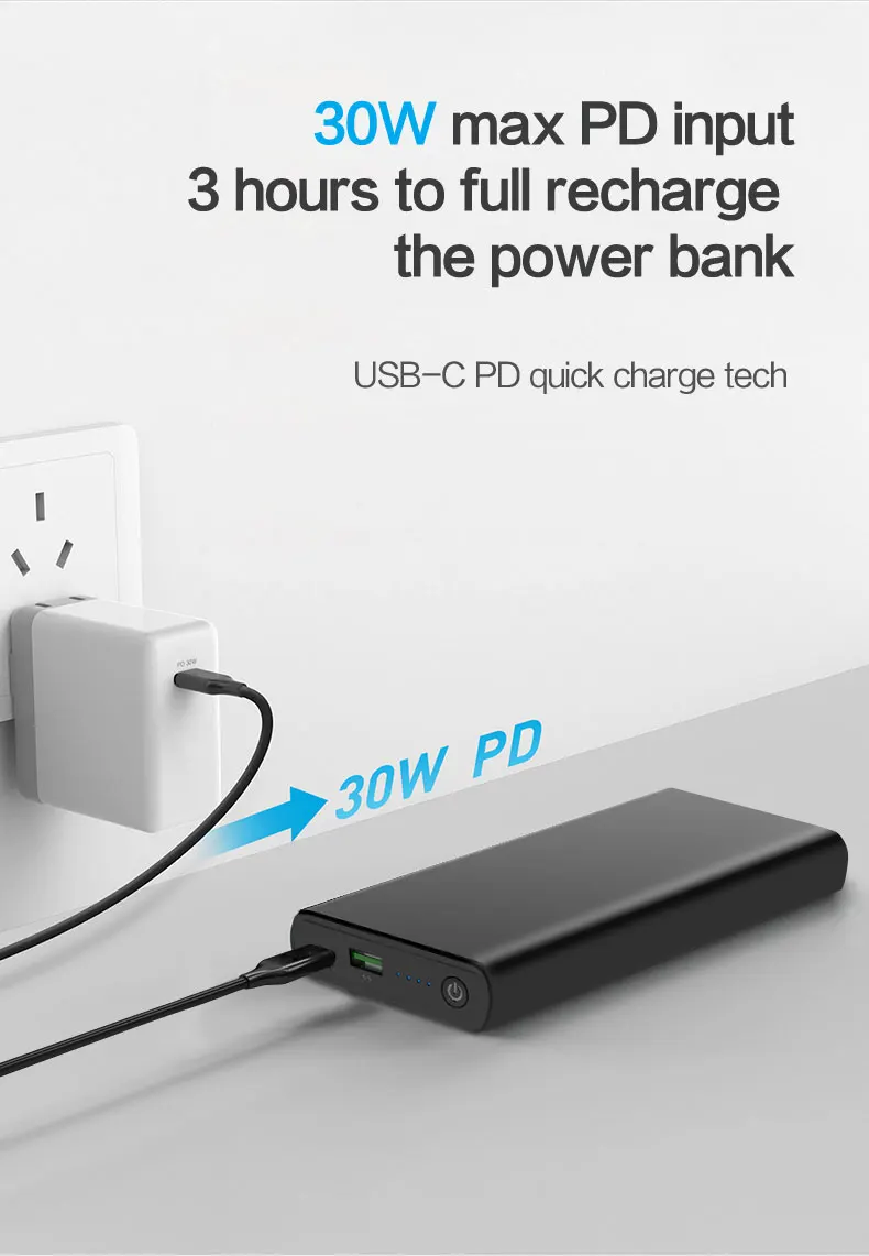 Pd 65w Qc3.0 Power Bank 20000 Mah Mini Aluminium Alloy Low Heating 20v ...