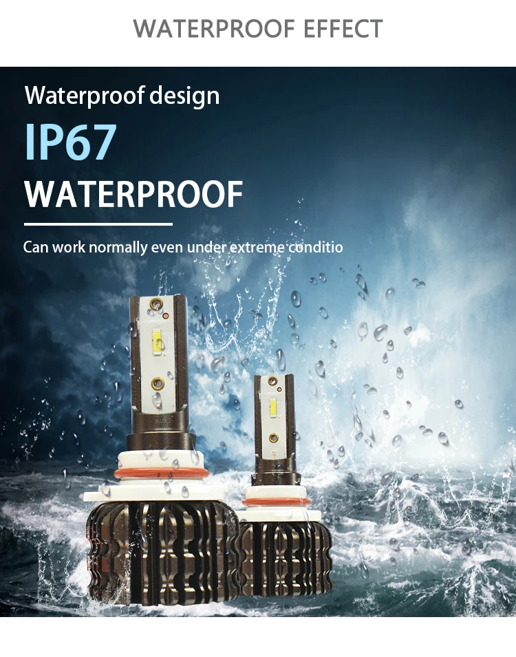 Conpex K7 Universal Fanless Led Headlight 12v H1 H3 H4 H7 H11 Car