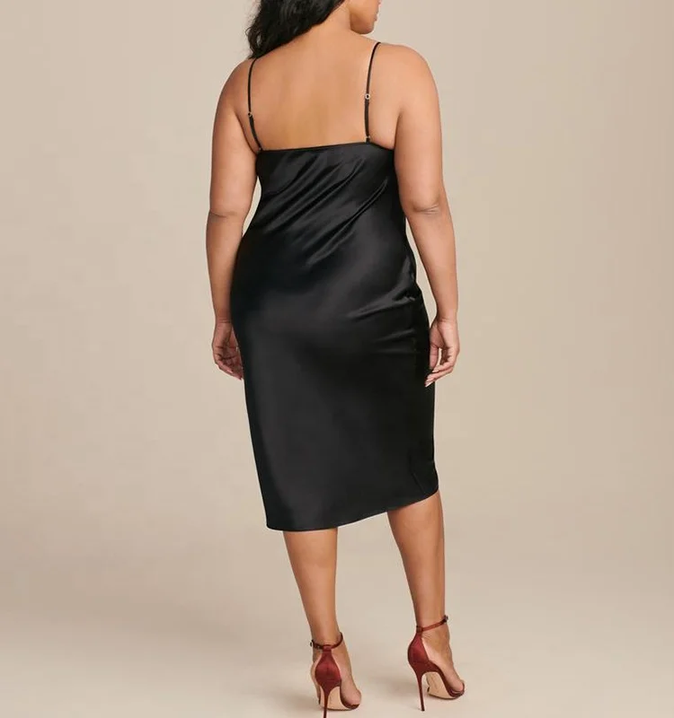 black plus size slip dress