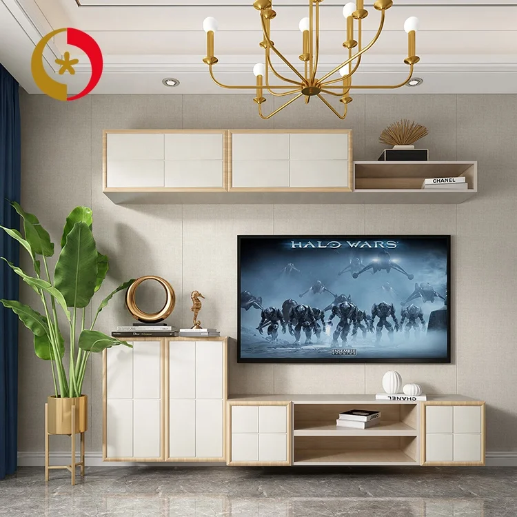 
Combination size design minimalist wooden modern tv cabinet for living room 