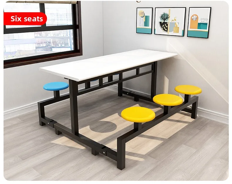 product modern square 4 6 person stainless steel foldable eco friendly school canteen dining table chairs set home hotel kitchen wood-6