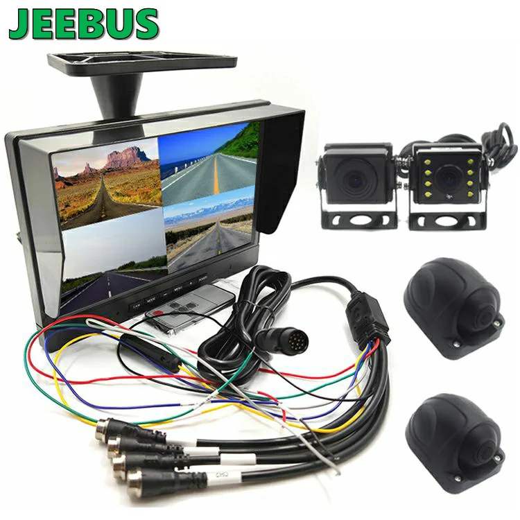 AHD 10.1inch 1080P 4 Split DVR Recording Monitor System with 4 Reverse Backup Camera