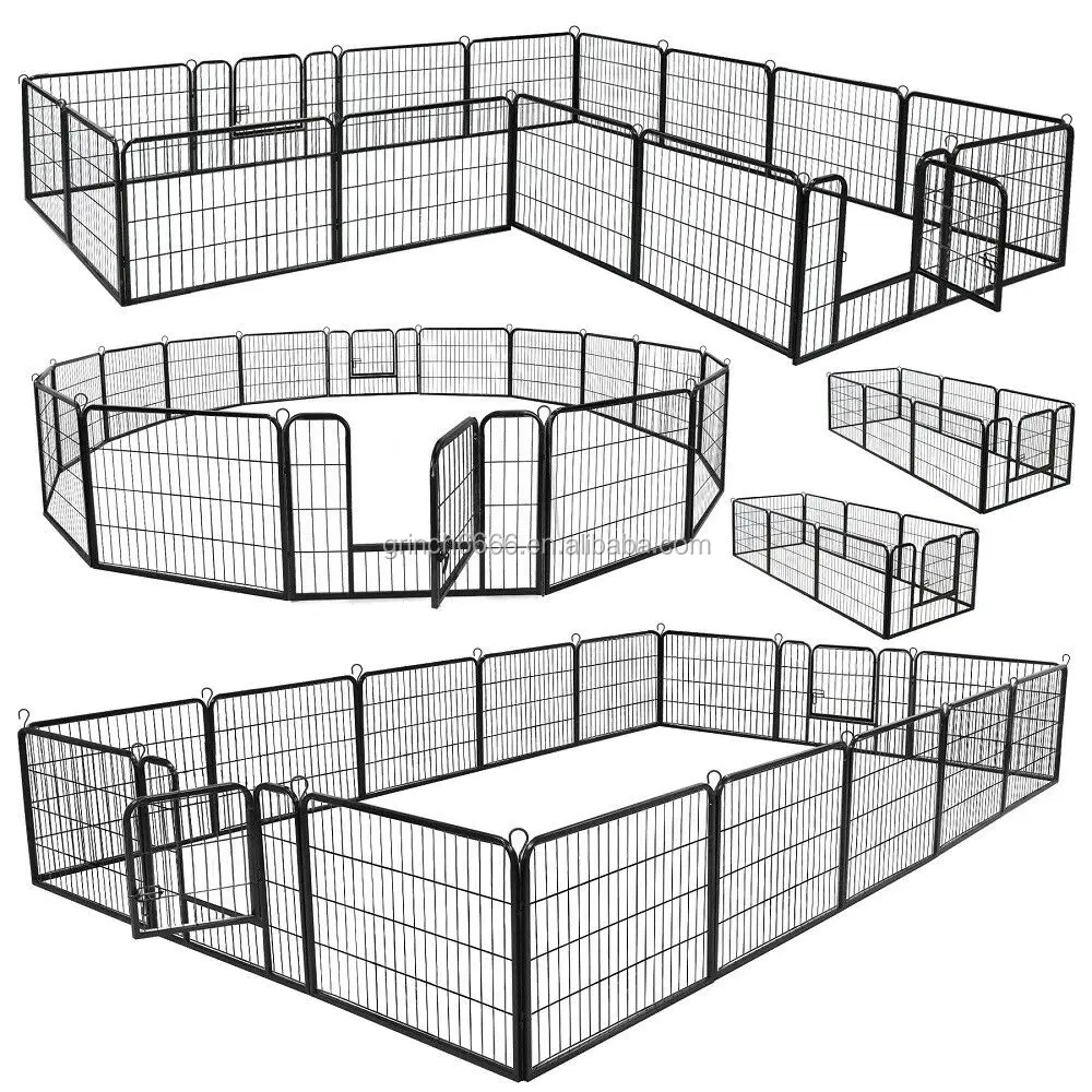 24" Dog Playpen Crate 16 Panel Fence Pet Play Pen Exercise Puppy Kennel Cage