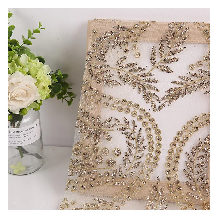 gold net fabric with foiling