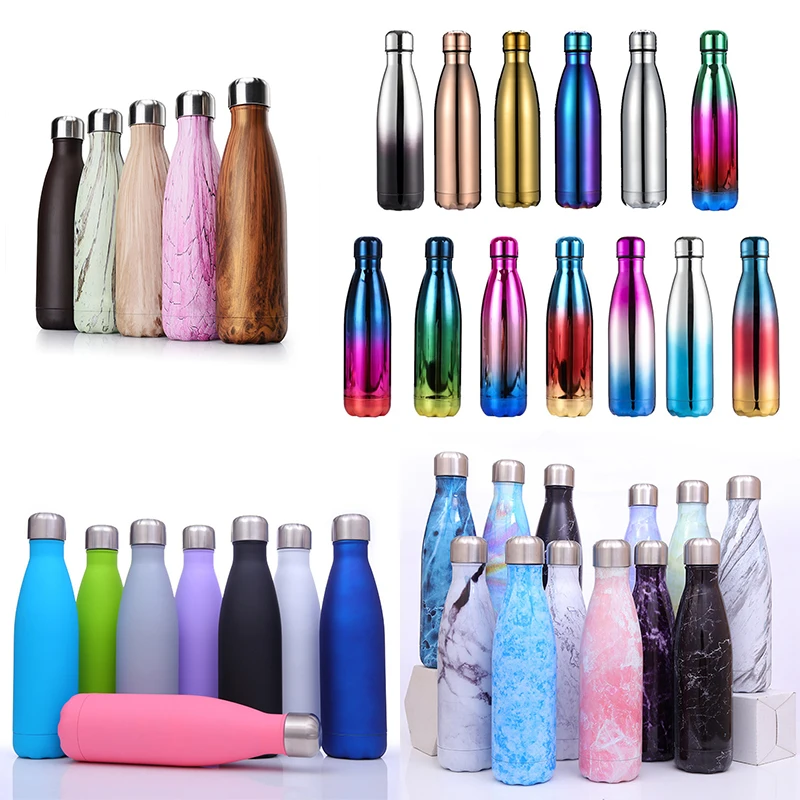 500ml  Vacuum Insulated Travel Water Bottle Leak-Proof Double Walled Cola Shape Stainless Steel Water Bottle