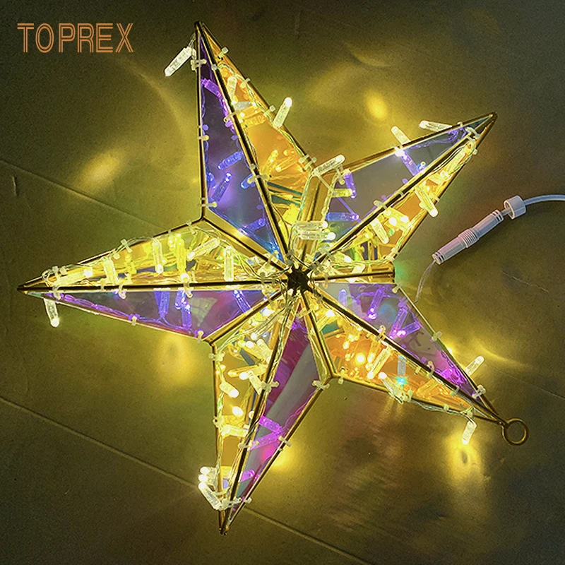 Outdoor hanging wedding party decorations 3d led glitter twinkle twinkle little five star decorative light