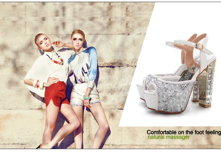 Summer Party Fashion Sexy  Peep-Toe High Heels Buckle Strap Sandals for Ladies