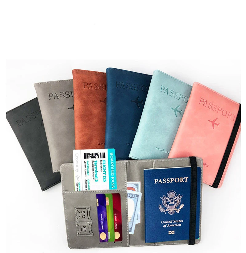 Rfid Blocking Passport Holder Pouch Credit Card Leather Wallet Multi Purpose Passport Cover Case 5865