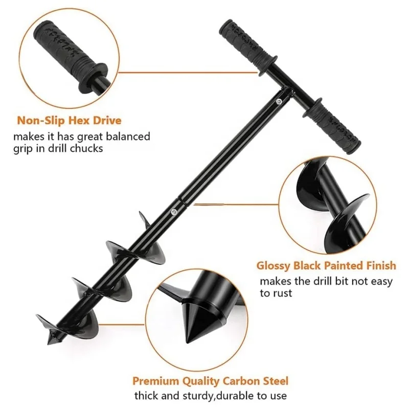 Spiral Ground Auger Garden Twist Drill Bit Set with Non-Slip Handle Manual Hole Digger Ground Drill for Tree Plant Planting supplier