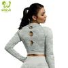 2019 High Quality Women Sportswear long sleeve Compression seamless Camo Sports Yoga Gym Workout TShirt Crop Top With Thumb Hole
