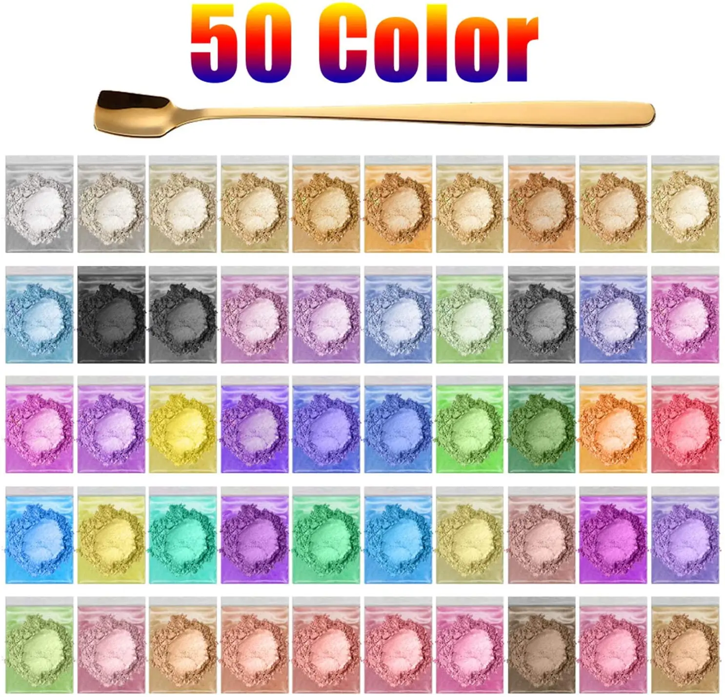 Mica Powder 60 Colors Cosmetic Grade Glitter Powder Pigment for Epoxy Resin,  Nail Polish Mica Powder
