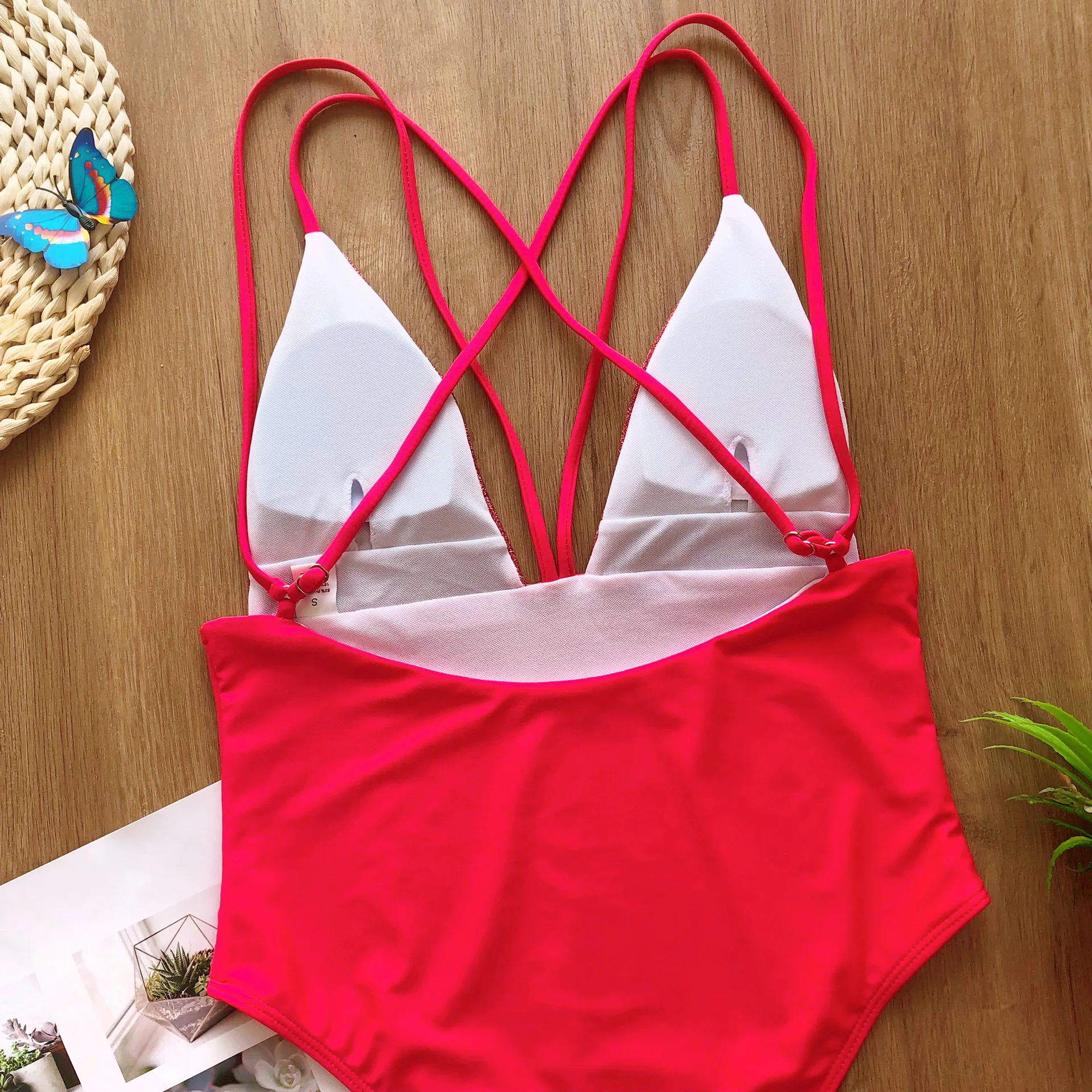 2020 比基尼女孩性感巴西套装性感拼接纯金闪光丝绸连体泳衣