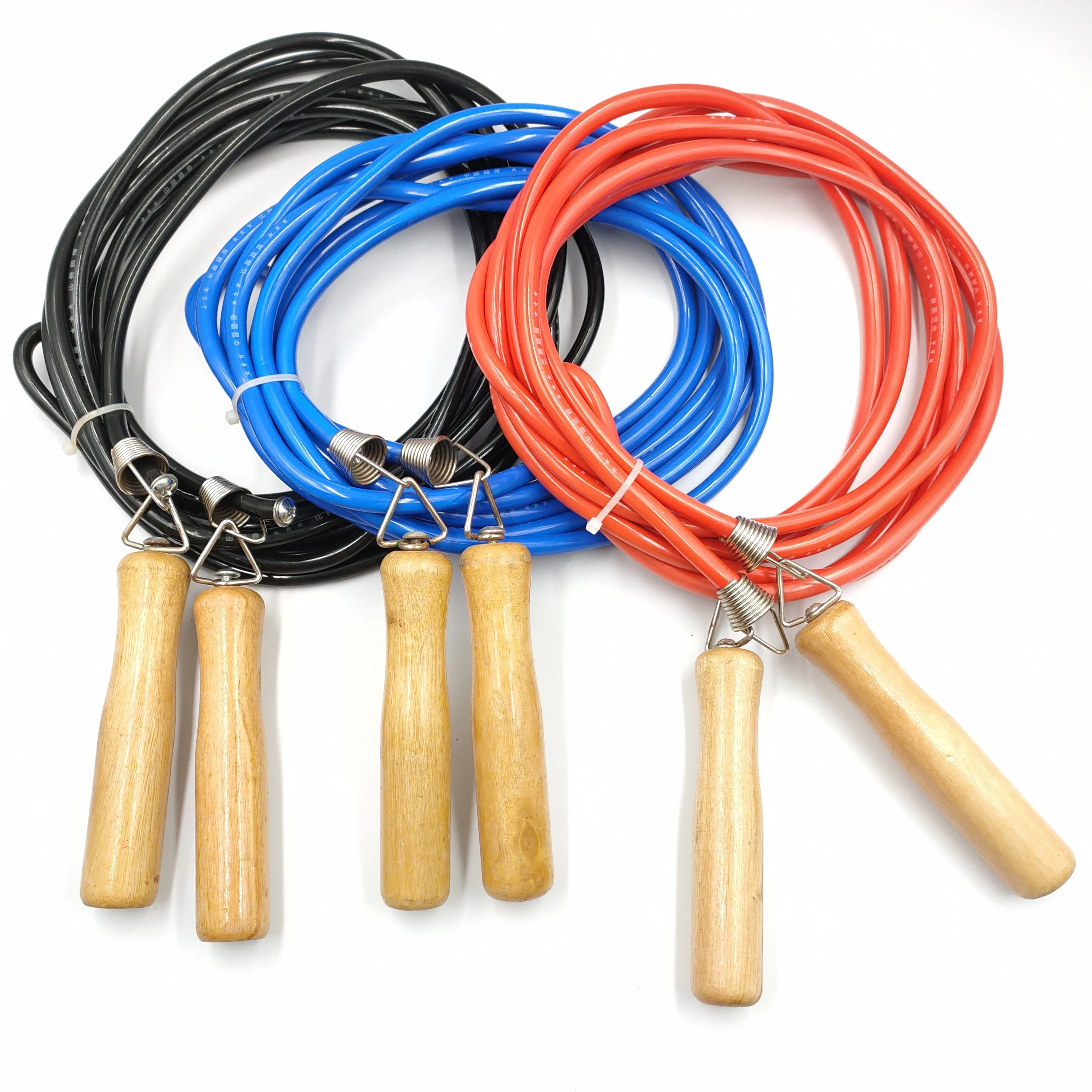 Skip Rope Side View Promotional Group Skip Ropes - Durable PVC with Wood Handles