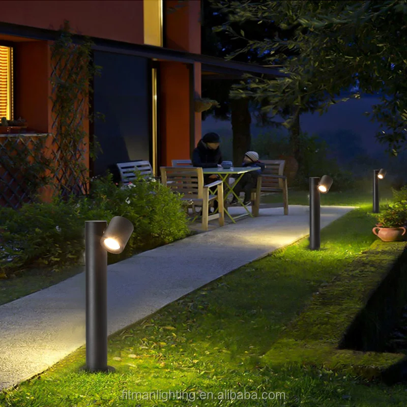 IP65 18W COB Outdoor LED Bollard Light Garden Landscape Ground 180degree Adjustable Double Head  LED Bollard Lamp