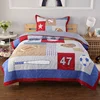 cartoon football patchwork design wholesale cheap breathable microfiber soft ultrasonic pin-sonic quilt duvet cover set