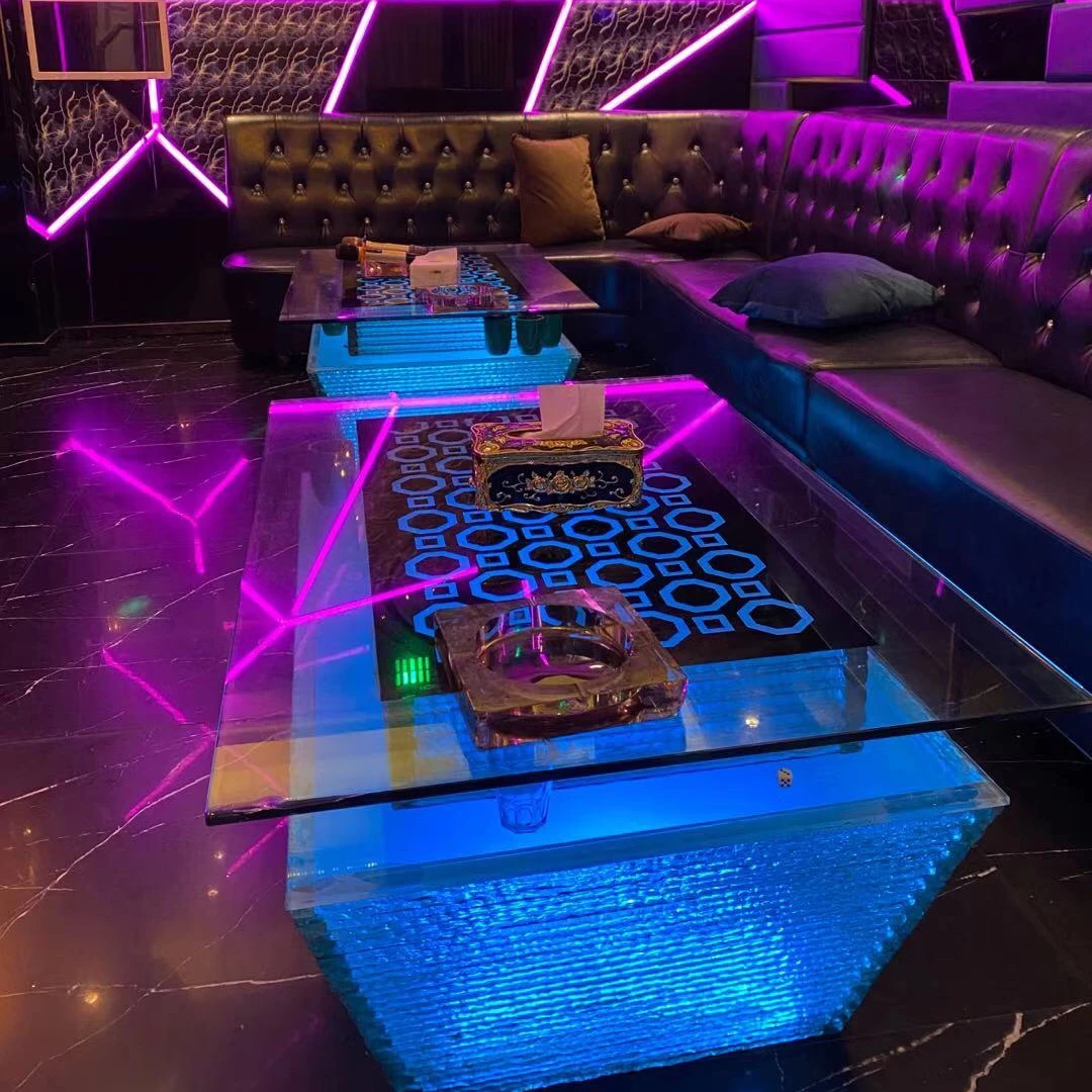 LED Light up KTV Glass Table Furniture - Modern & Stylish