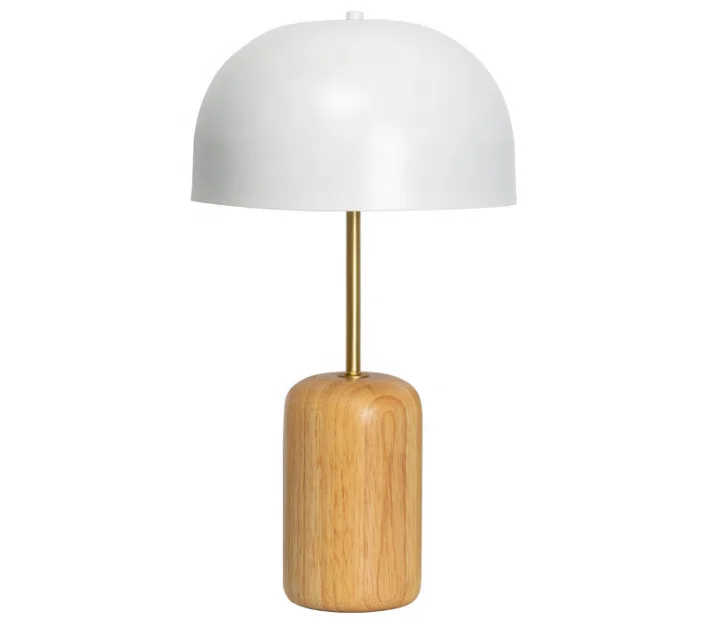 Amazon modern mushroom design white iron shade hotel bed side E27 wooden reading table lamps