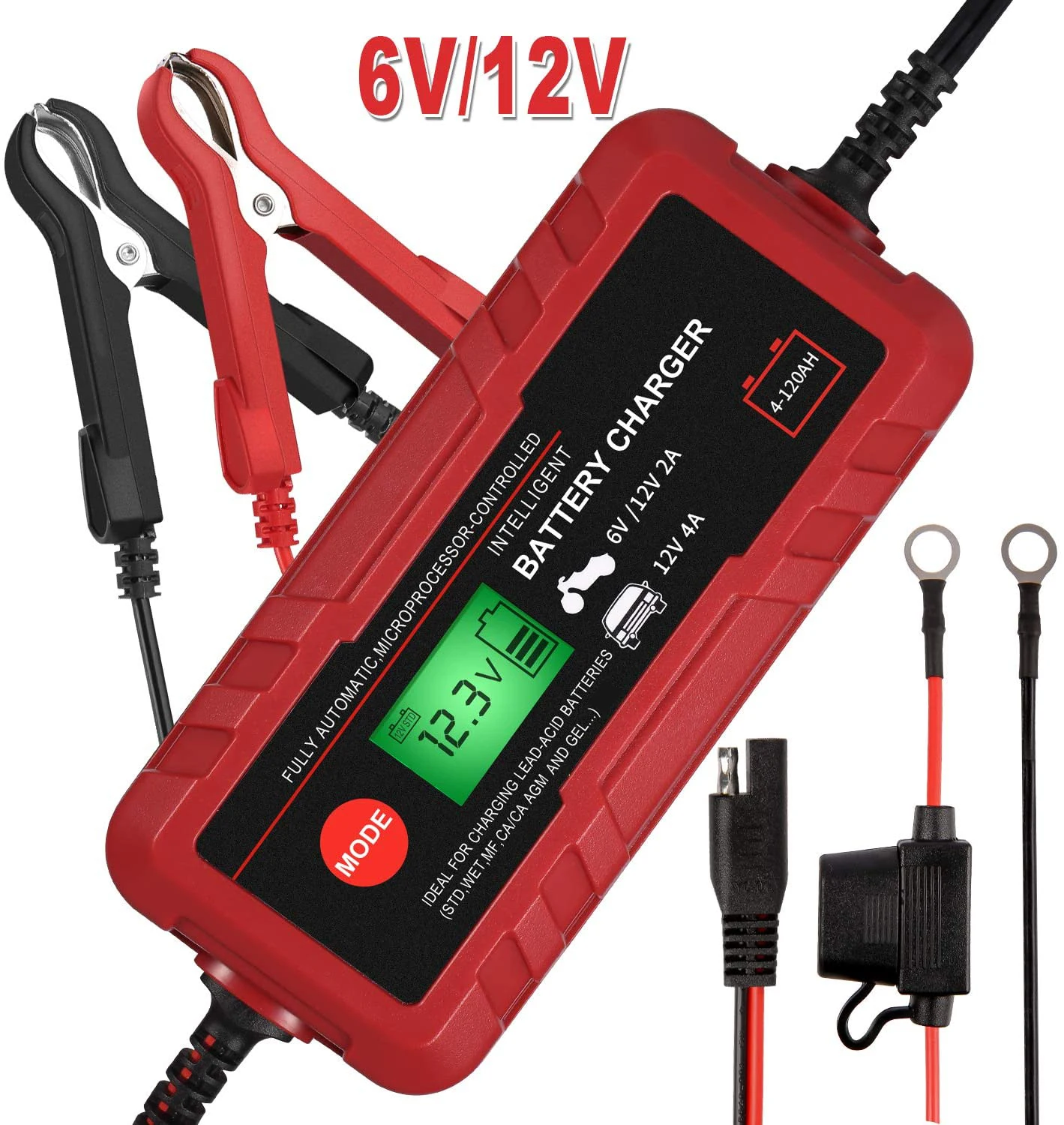 12v Battery Charger/maintainer For Car,Truck,Motorcycle,Lawn Mower,Boat